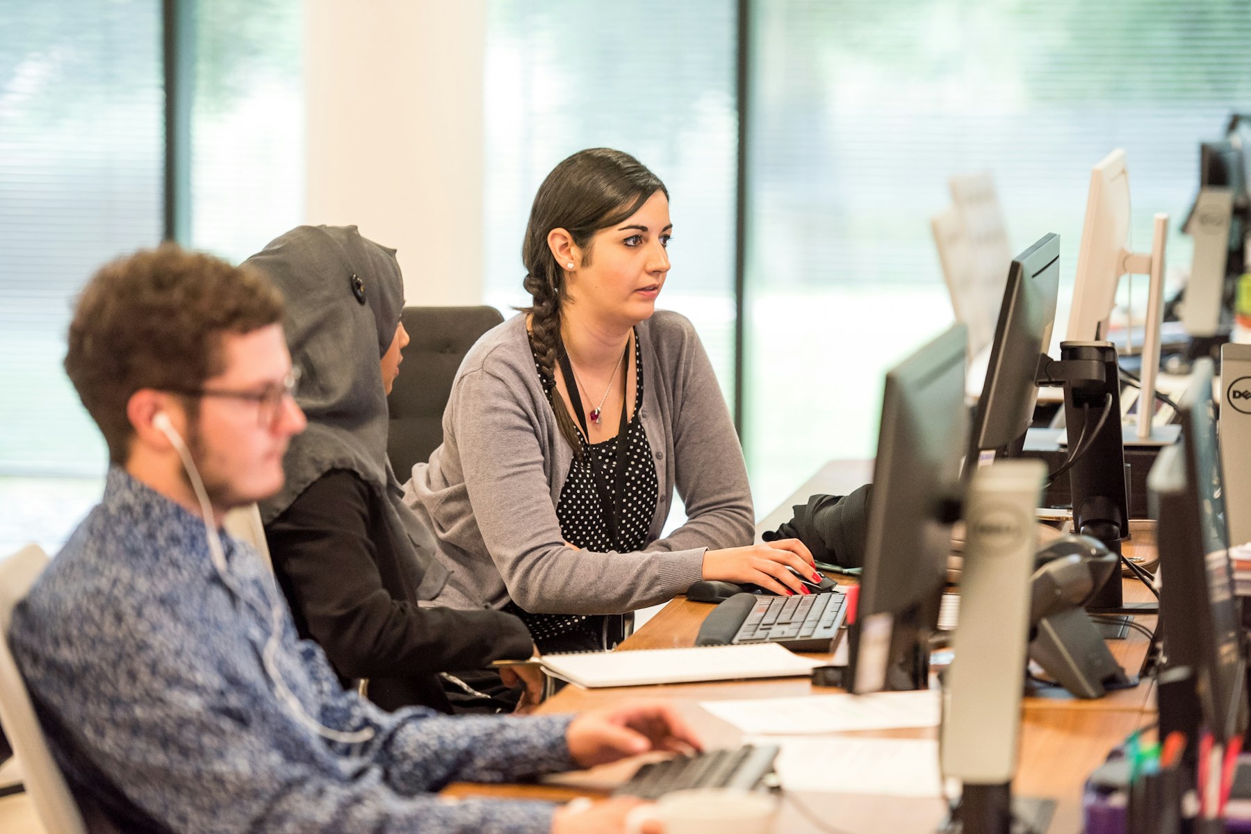 Customer-service professionals working together